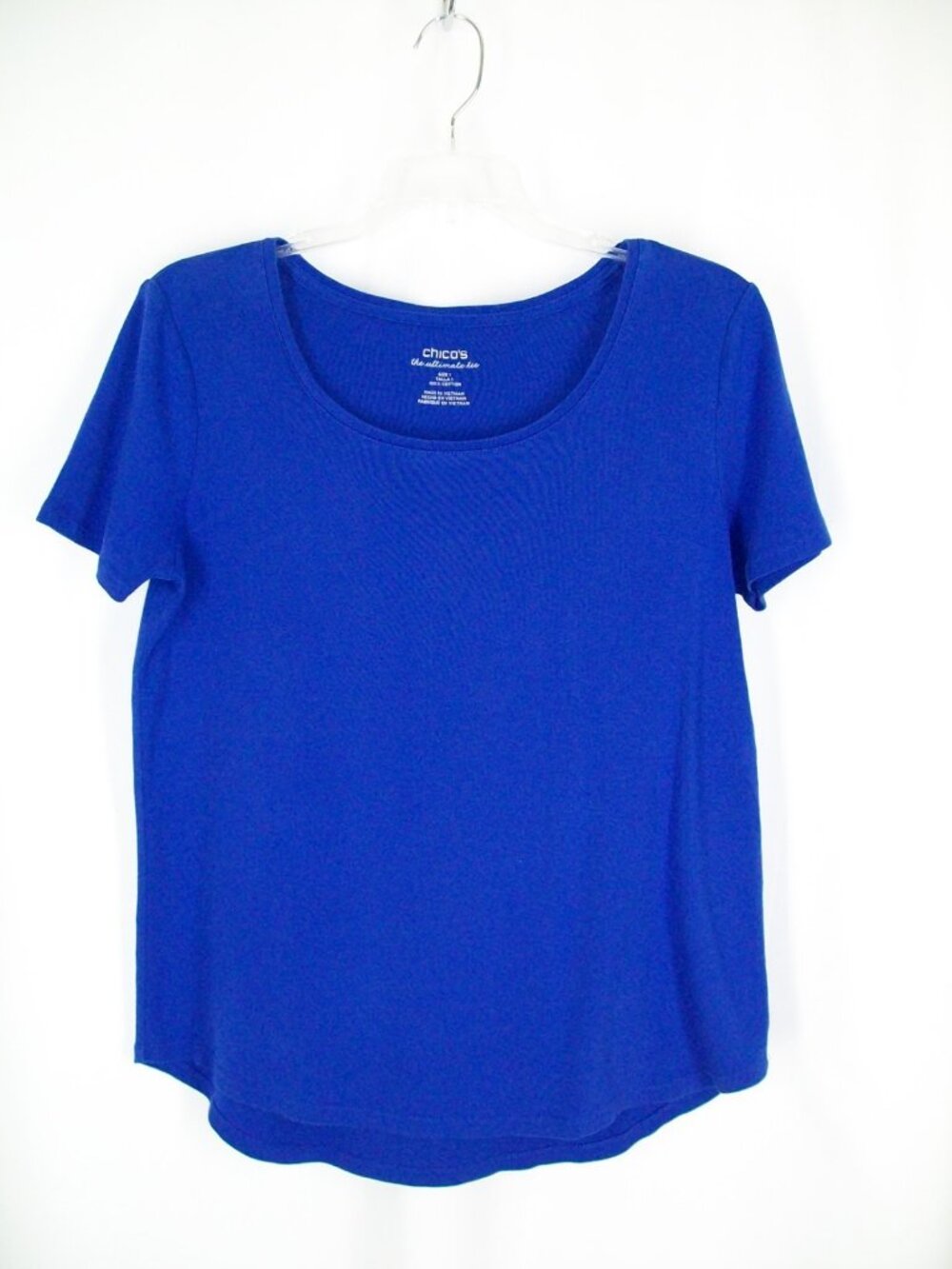 Chicos Blue Ultimate Tee 1 M Tshirt Top Cotton Scoop Neck Short Sleeve